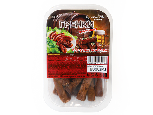 Сурские гренки Баварские колбаски (100 гр) в Троицке